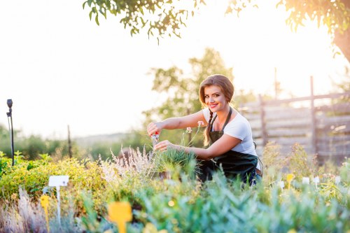 Workers and landscaping tools reflecting ethical labour standards